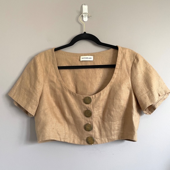Nicholas Taupe Linen Crop Top - 10 🇨🇳 - Picture 12 of 13